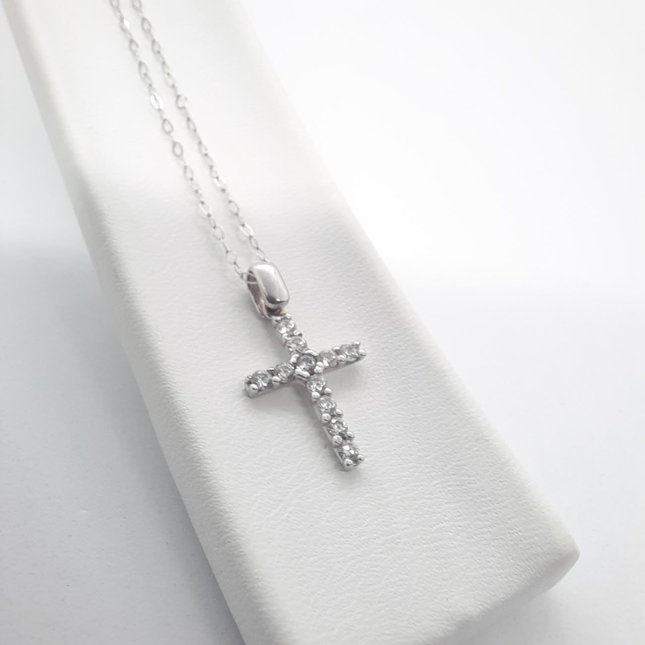 Λευκόχρυσος σταυρός με αλυσίδα K14 BLESSINGS