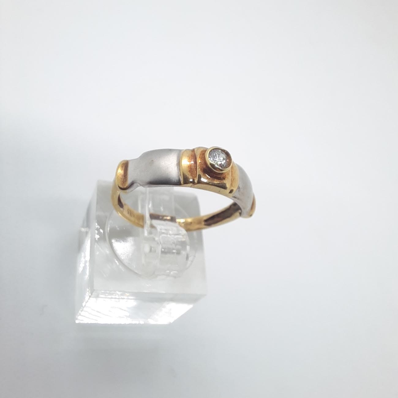 Δαχτυλίδι Κ14 χρυσό-λευκόχρυσο ζιργκόν