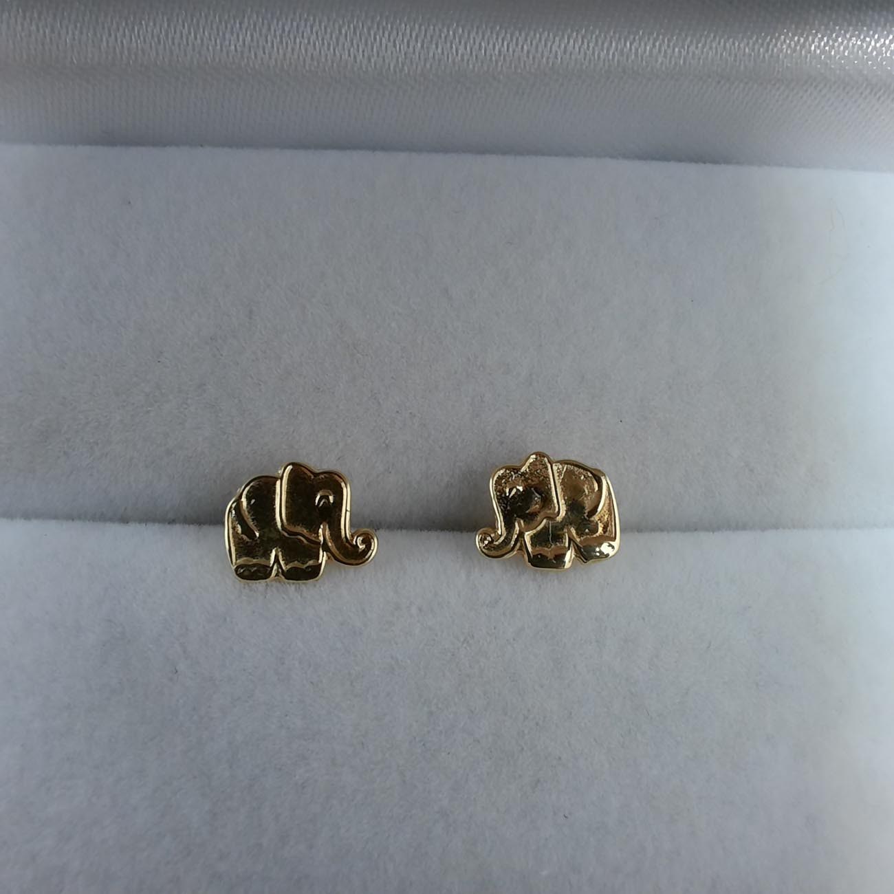 Χρυσά καρφωτά σκουλαρίκια παιδικά Κ14 ελεφαντάκια