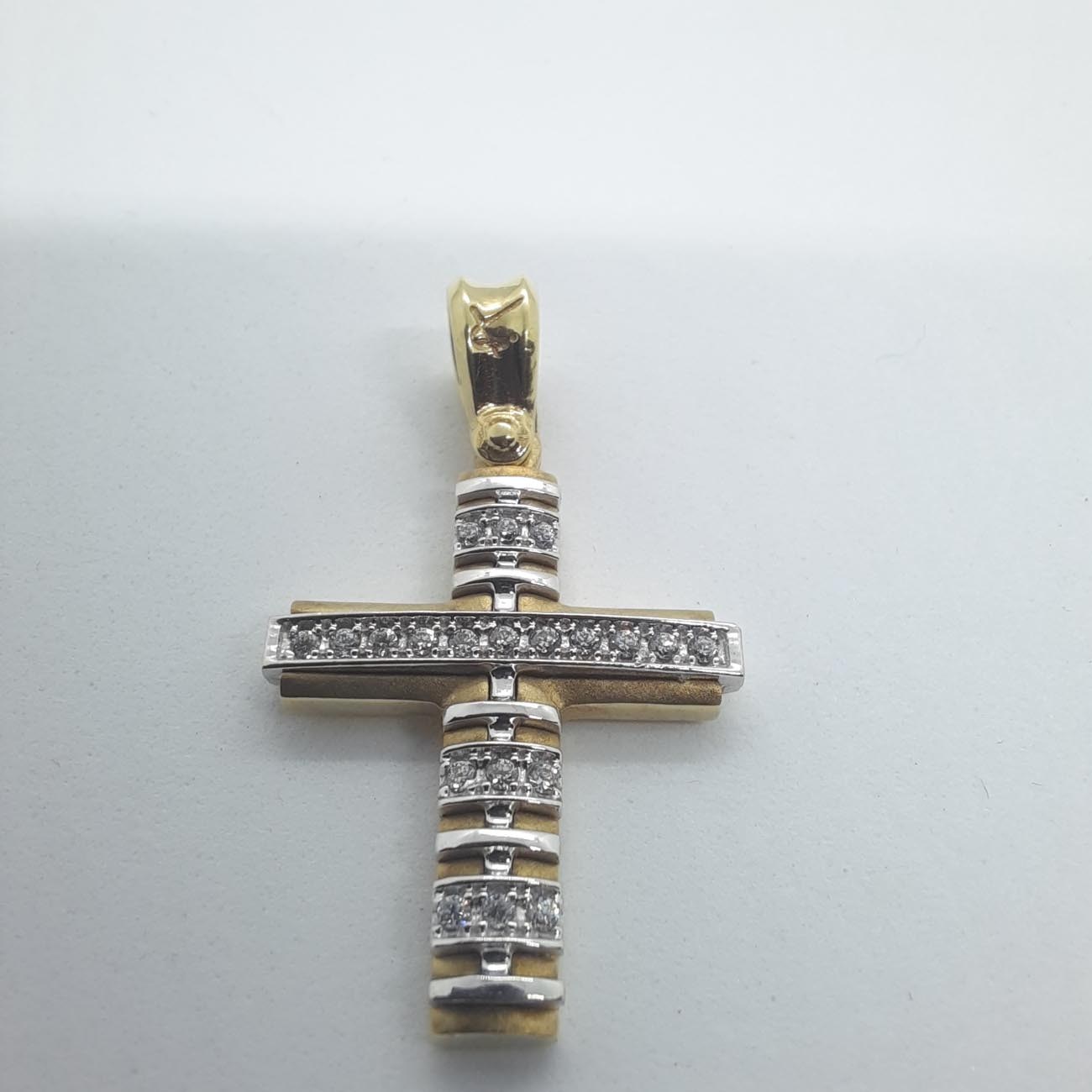 Χρυσός σταυρός με ζιρκόν Κ14 
