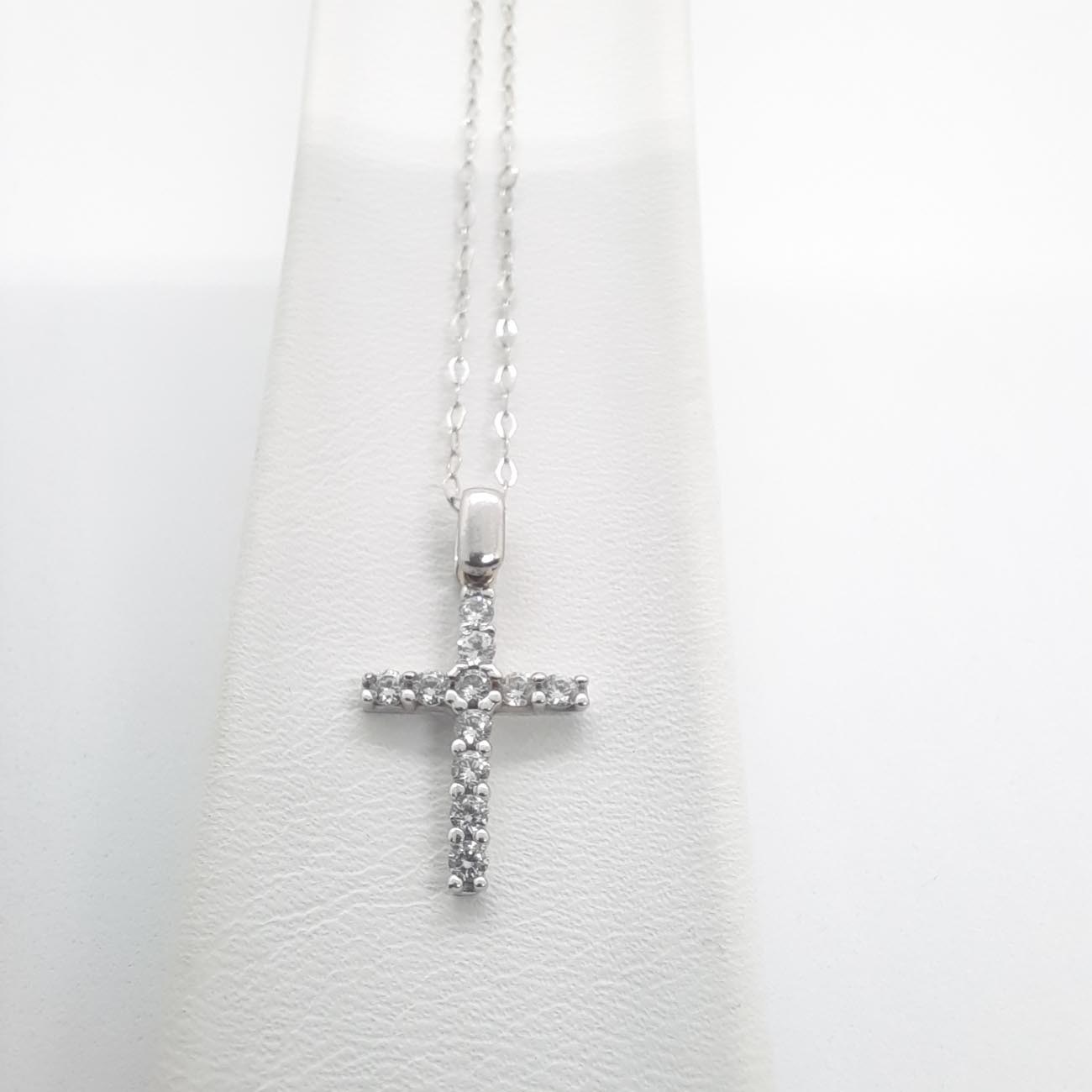 Λευκόχρυσος σταυρός με αλυσίδα K14 BLESSINGS