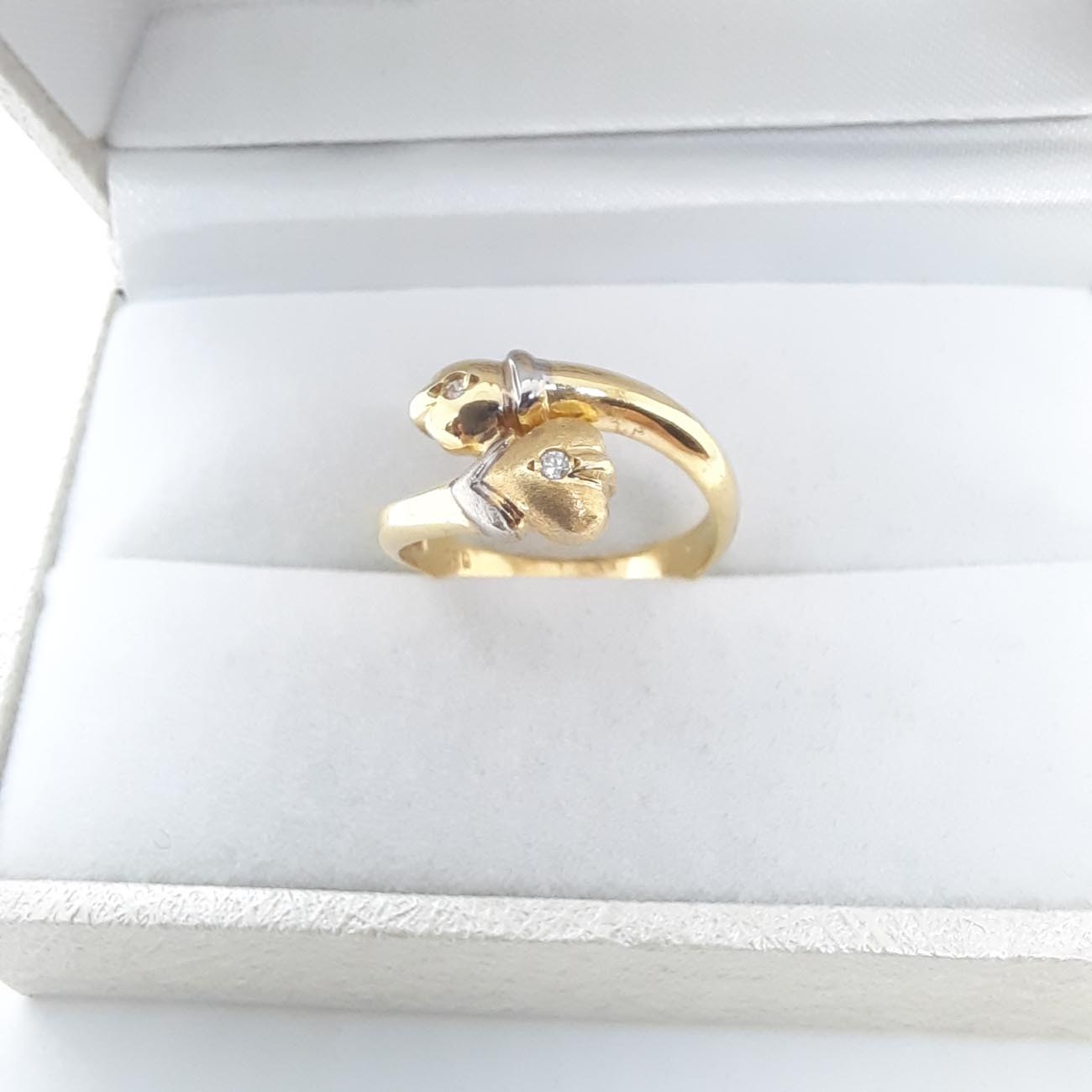 Χρυσό δαχτυλίδι Κ14 καρδιά και φίδι