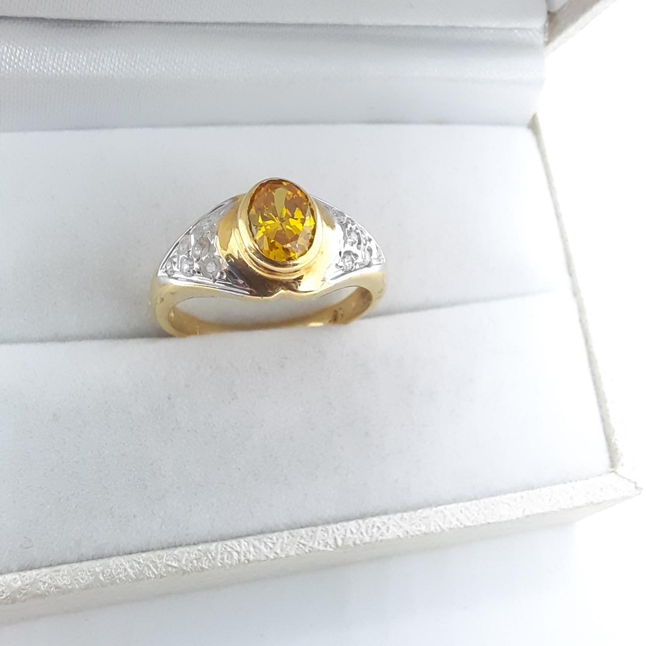 Χρυσό δαχτυλίδι Κ14 σιτρίν ζιργκόν