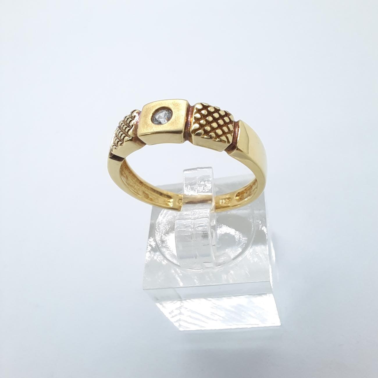 Χρυσό δαχτυλίδι γεωμετρικό Κ14 ζιργκόν