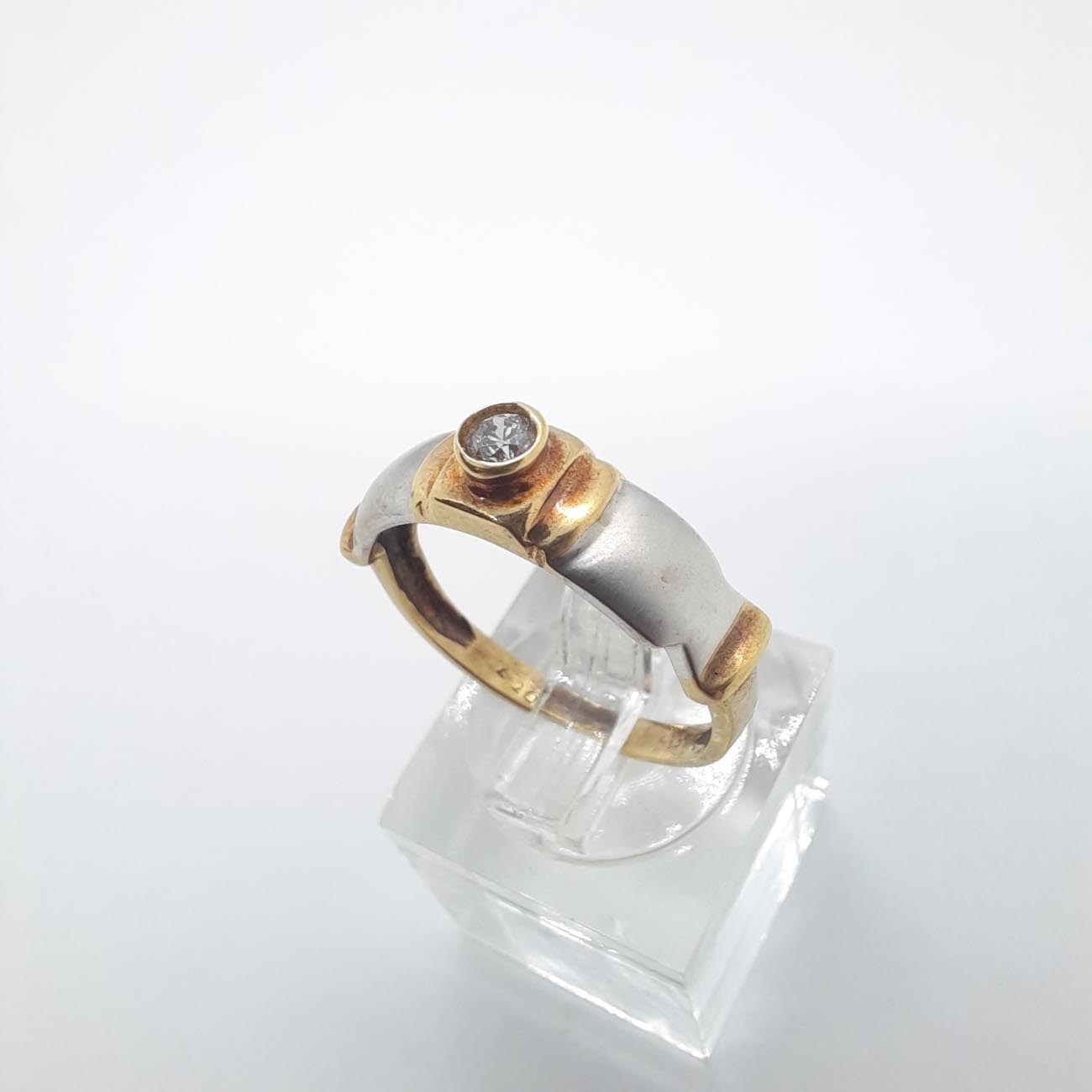 Δαχτυλίδι Κ14 χρυσό-λευκόχρυσο ζιργκόν