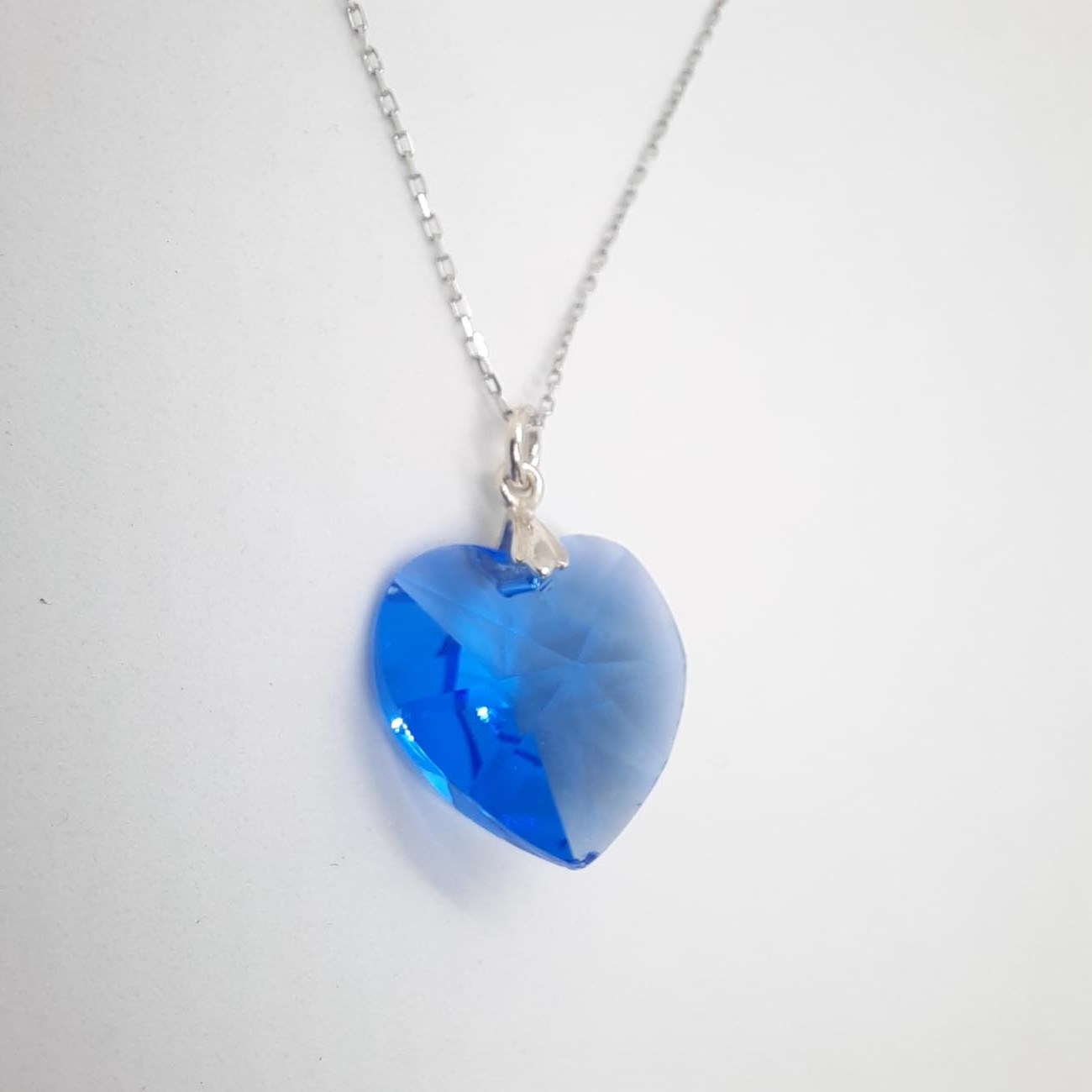 Κολιέ ασήμι καρδιά dark blue crystal