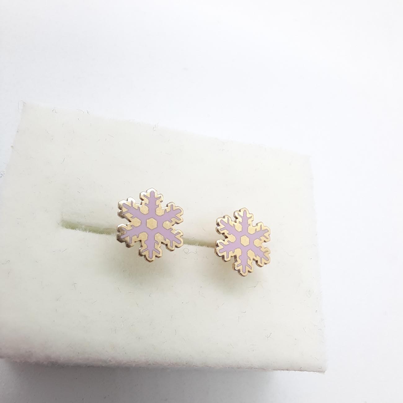 Χρυσά σκουλαρίκια pink snowflakes
