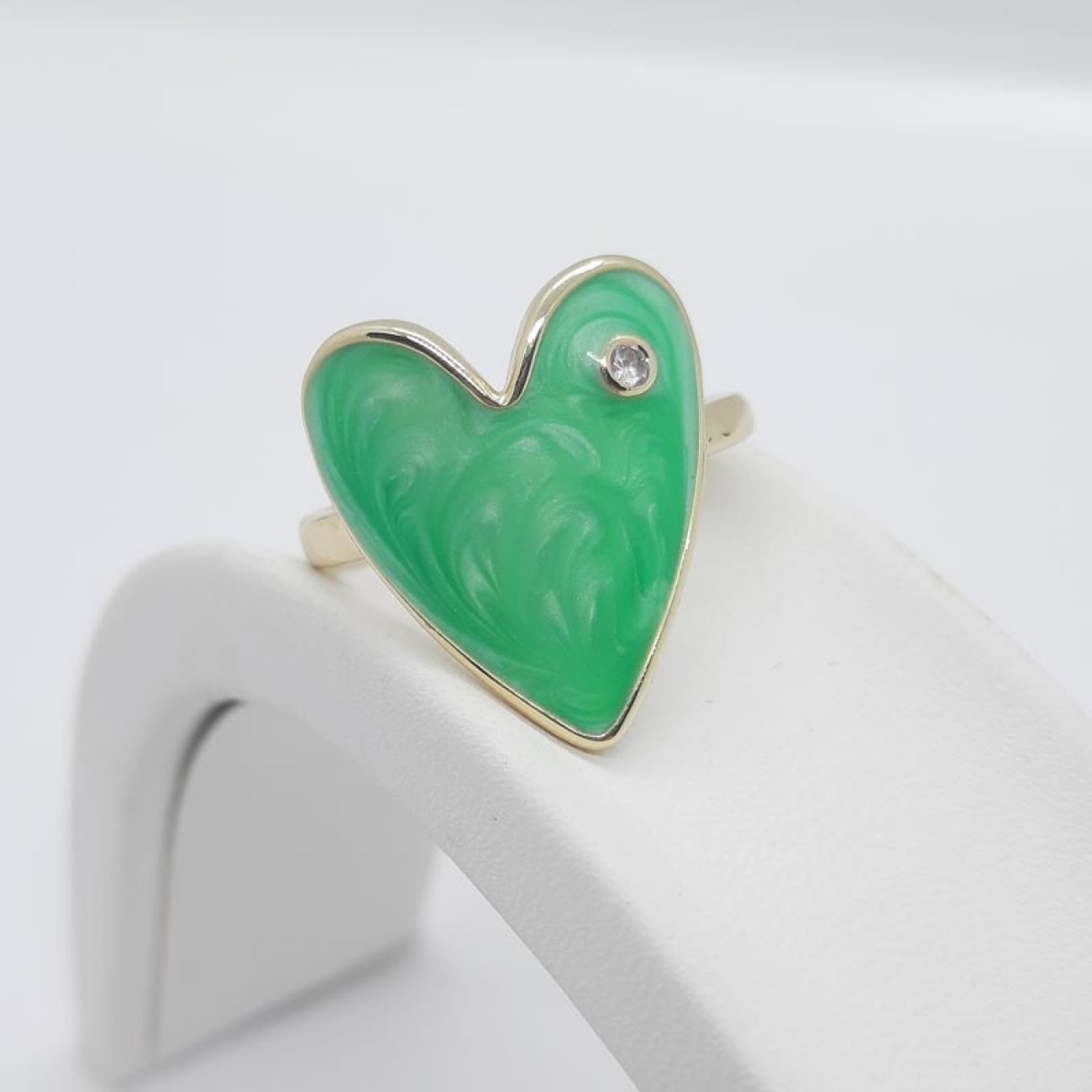 Δαχτυλίδι καρδιά πράσινο σμάλτο
