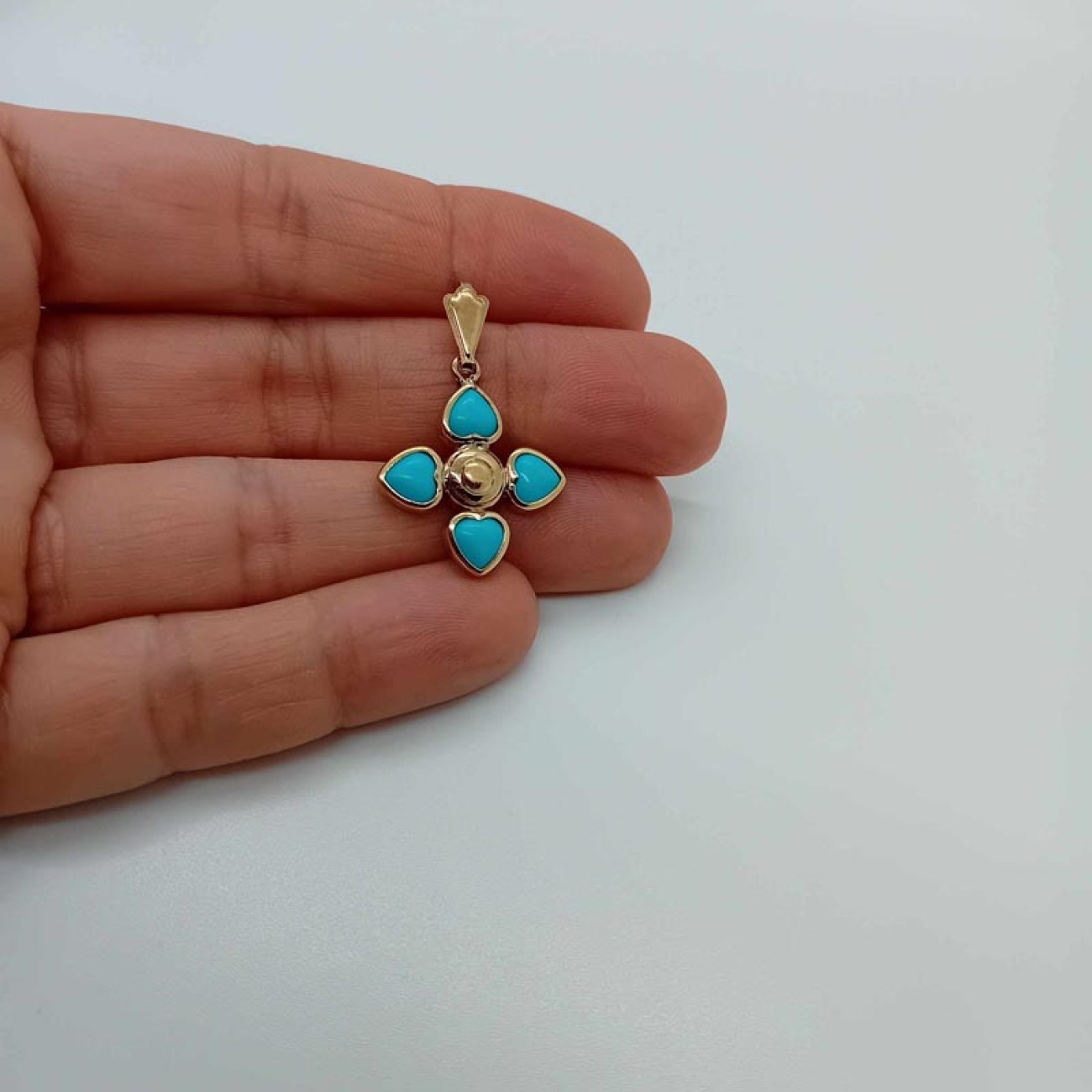 Σταυρός με τυρκουάζ χρυσός Κ14