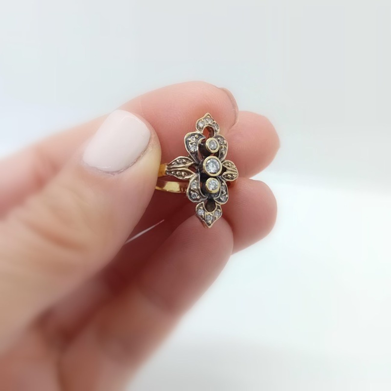 Χρυσό δαχτυλίδι VINTAGE LOOK Κ14 ζιργκόν