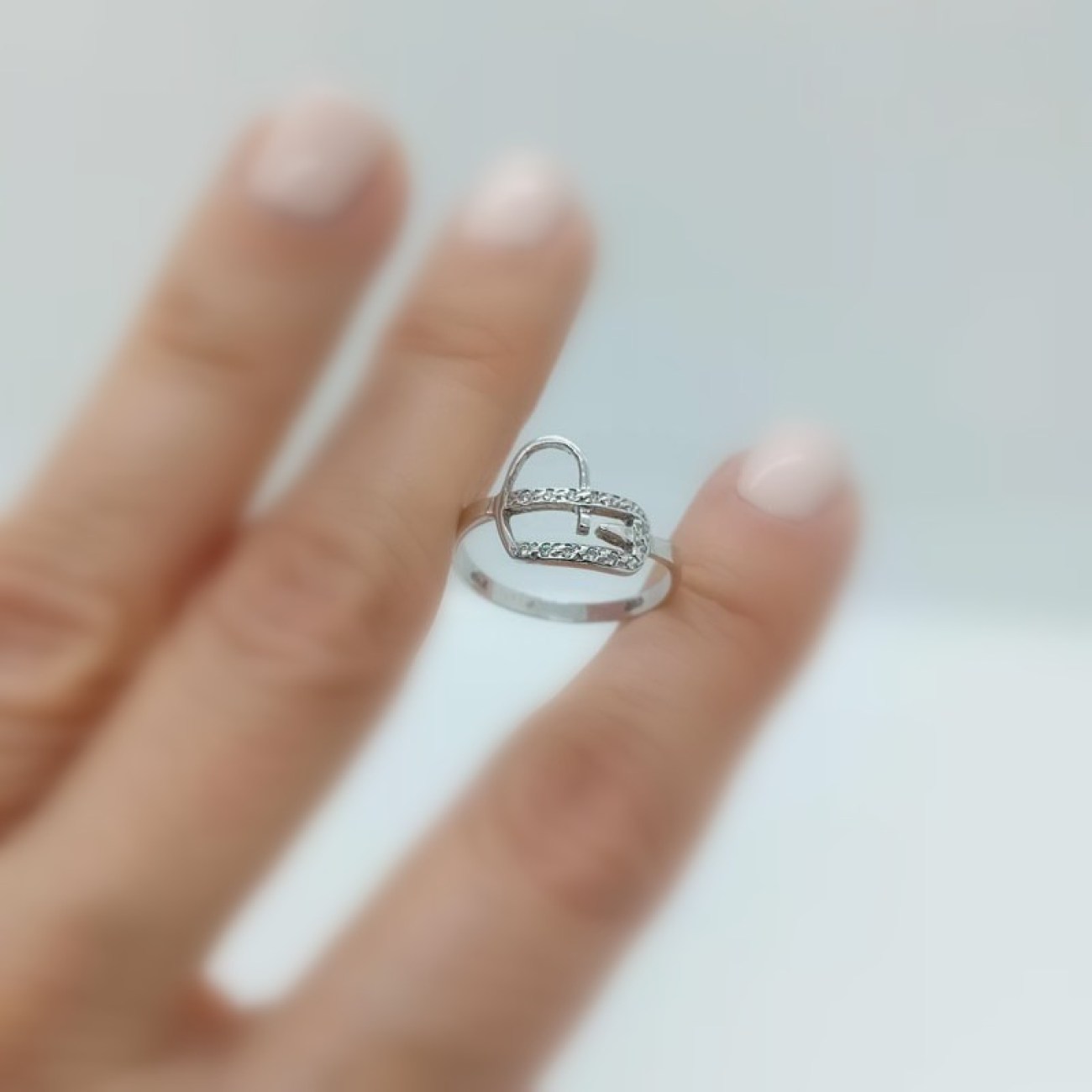 Λευκόχρυσο Κ14 δαχτυλίδι καρδιά 