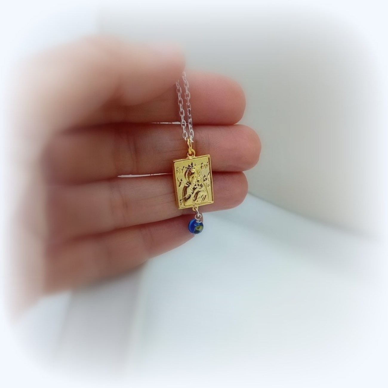 Γούρι οχήματος επίχρυσος ΑΓΙΟΣ ΧΡΙΣΤΟΦΟΡΟΣ και ΠΑΝΑΓΙΑ 