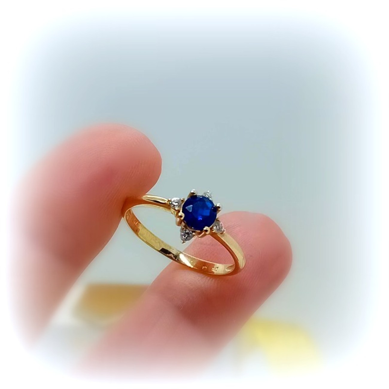 Δαχτυλίδι γυναικείο χρυσό μπλε ζιργκόν