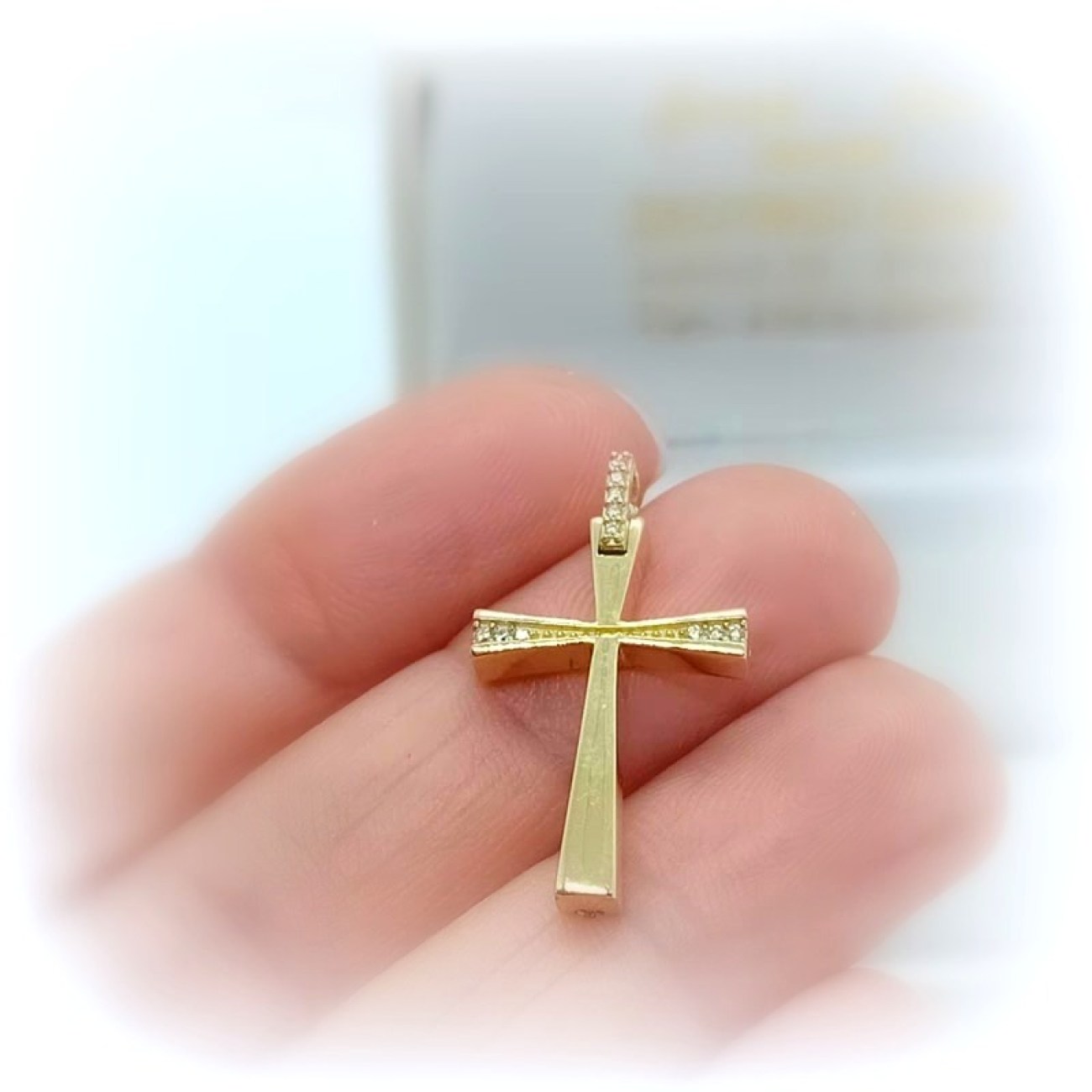 Σταυρός Χρυσός γυναικείος με ζιργκόν