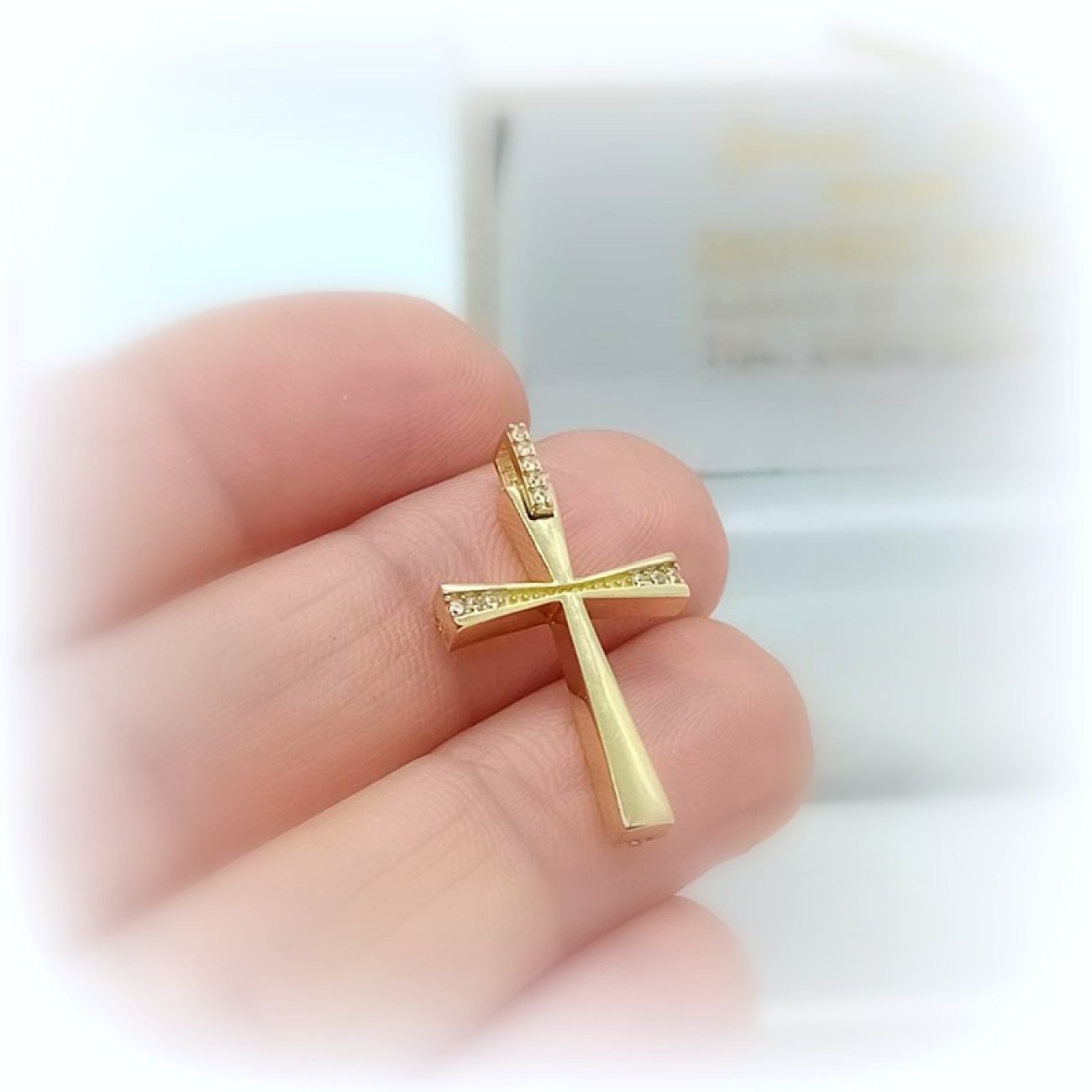 Σταυρός Χρυσός γυναικείος με ζιργκόν