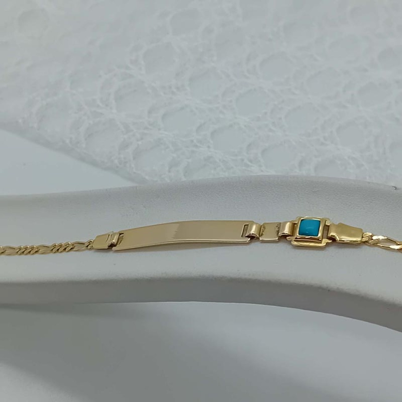 ΤΑΥΤΟΤΗΤΑ χρυσή 14 ΚΑΡΑΤΙΑ unisex με πέτρα τυρκουάζ